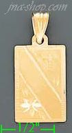 14K Gold Engravable Dia-Cut Rectangular Stamp Charm Pendant - Click Image to Close