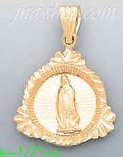 14K Gold Virgin Stamp Charm Pendant - Click Image to Close