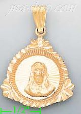 14K Gold Jesus Christ Face Stamp Charm Pendant - Click Image to Close