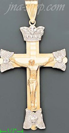 14K Gold Cross Crucifix Stamp Charm Pendant - Click Image to Close