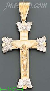 14K Gold Cross Crucifix Stamp Charm Pendant - Click Image to Close