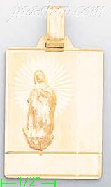 14K Gold Virgin of Guadalupe Stamp Charm Pendant - Click Image to Close