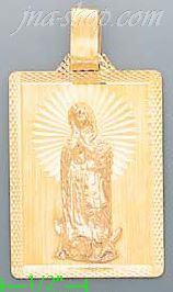 14K Gold Virgin of Guadalupe Stamp Charm Pendant - Click Image to Close