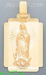 14K Gold Virgin of Guadalupe Stamp Charm Pendant - Click Image to Close