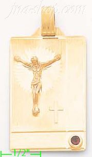 14K Gold Crucifix Stamp Charm Pendant - Click Image to Close