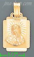 14K Gold Virgin Stamp Charm Pendant - Click Image to Close