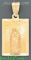 14K Gold Virgin of Guadalupe Stamp Charm Pendant - Click Image to Close