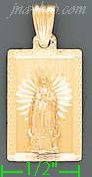 14K Gold Virgin of Guadalupe Stamp Charm Pendant - Click Image to Close