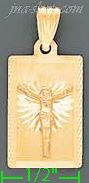 14K Gold Crucifix Stamp Charm Pendant - Click Image to Close