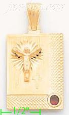 14K Gold Crucifix Stamp Charm Pendant - Click Image to Close