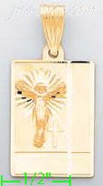 14K Gold Crucifix Stamp Charm Pendant - Click Image to Close
