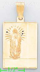 14K Gold Virgin of Guadalupe Stamp Charm Pendant - Click Image to Close