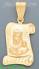14K Gold Madonna & Child Scroll Stamp Charm Pendant - Click Image to Close