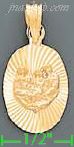 14K Gold Baptism Oval Stamp Charm Pendant - Click Image to Close