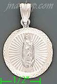 14K Gold Virgin of Guadalupe Round Stamp Charm Pendant - Click Image to Close