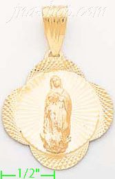 14K Gold Virgin of Guadalupe Stamp Charm Pendant - Click Image to Close