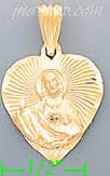 14K Gold Jesus Sacred Heart Stamp Charm Pendant - Click Image to Close