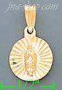 14K Gold Virgin of Guadalupe Round Stamp Charm Pendant - Click Image to Close