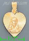 14K Gold Jesus Christ Face Heart Stamp Charm Pendant - Click Image to Close