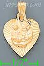 14K Gold Baptism Heart Stamp Charm Pendant - Click Image to Close