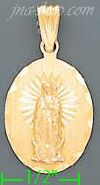 14K Gold Virgin of Guadalupe Oval Stamp Charm Pendant - Click Image to Close