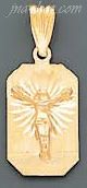 14K Gold Crucifix Rectangular Stamp Charm Pendant - Click Image to Close