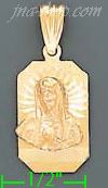 14K Gold Virgin Rectangular Stamp Charm Pendant - Click Image to Close