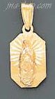 14K Gold Virgin of Guadalupe Rectangular Stamp Charm Pendant - Click Image to Close