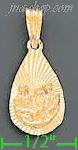 14K Gold Baptism Teardrop Stamp Charm Pendant - Click Image to Close