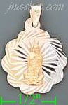 14K Gold Virgin of Guadalupe Flower 3Color Stamped CZ Charm Pend - Click Image to Close