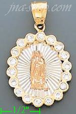 14K Gold Virgin of Guadalupe Stamp Charm Pendant - Click Image to Close