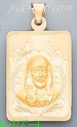 14K Gold Jesus Sacred Heart Engraved Charm Pendant - Click Image to Close