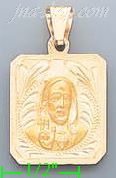 14K Gold Jesus Sacred Heart Engraved Charm Pendant - Click Image to Close