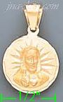 14K Gold Jesus Sacred Heart Engraved Charm Pendant - Click Image to Close