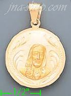 14K Gold Jesus Sacred Heart Engraved Charm Pendant - Click Image to Close