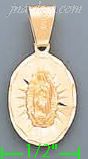 14K Gold Virgin of Guadalupe Engraved Charm Pendant - Click Image to Close