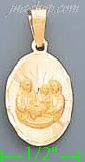 14K Gold Baptism Engraved Charm Pendant - Click Image to Close