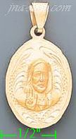 14K Gold Jesus Sacred Heart Engraved Charm Pendant - Click Image to Close