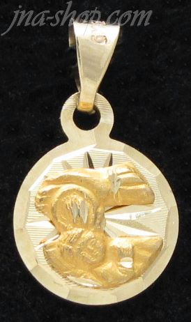 14K Gold Baptism Diamond-cut Round Engraved Charm Pendant - Click Image to Close