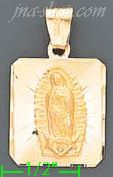 14K Gold Virgin of Guadalupe Engraved Charm Pendant - Click Image to Close