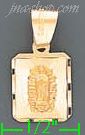 14K Gold Virgin of Guadalupe Engraved Charm Pendant - Click Image to Close