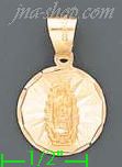 14K Gold Virgin of Guadalupe Engraved Charm Pendant - Click Image to Close
