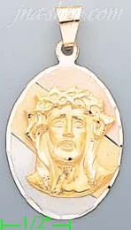 14K Gold Jesus Christ Face 3Color Engraved Charm Pendant - Click Image to Close