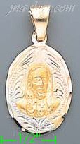 14K Gold Jesus Sacred Heart 3Color Engraved Charm Pendant - Click Image to Close