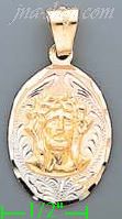 14K Gold Jesus Christ Face 3Color Engraved Charm Pendant - Click Image to Close