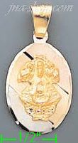 14K Gold Virgin of San Juan 3Color Engraved Charm Pendant - Click Image to Close