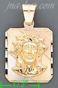 14K Gold Jesus Christ Face 3Color Engraved Charm Pendant - Click Image to Close