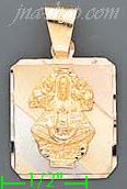 14K Gold Virgin of San Juan 3Color Engraved Charm Pendant - Click Image to Close