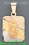 14K Gold Virgin of Guadalupe 3Color Engraved Charm Pendant - Click Image to Close