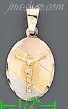 14K Gold Crucifix 3Color Engraved Charm Pendant - Click Image to Close